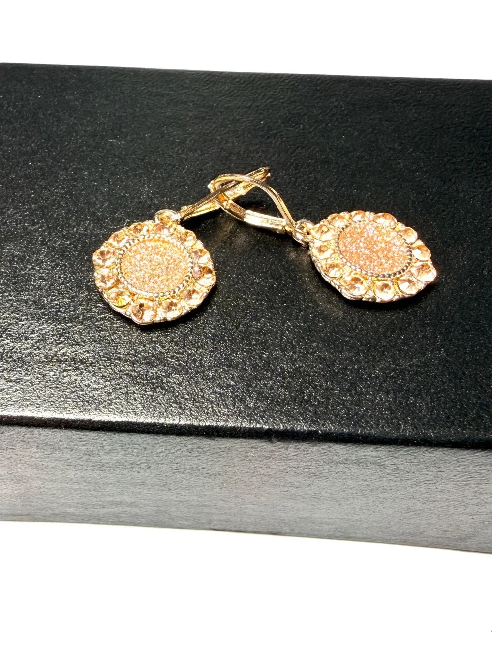 Monet Elegant Gold-Tone Pink Glitter Drop Earrings